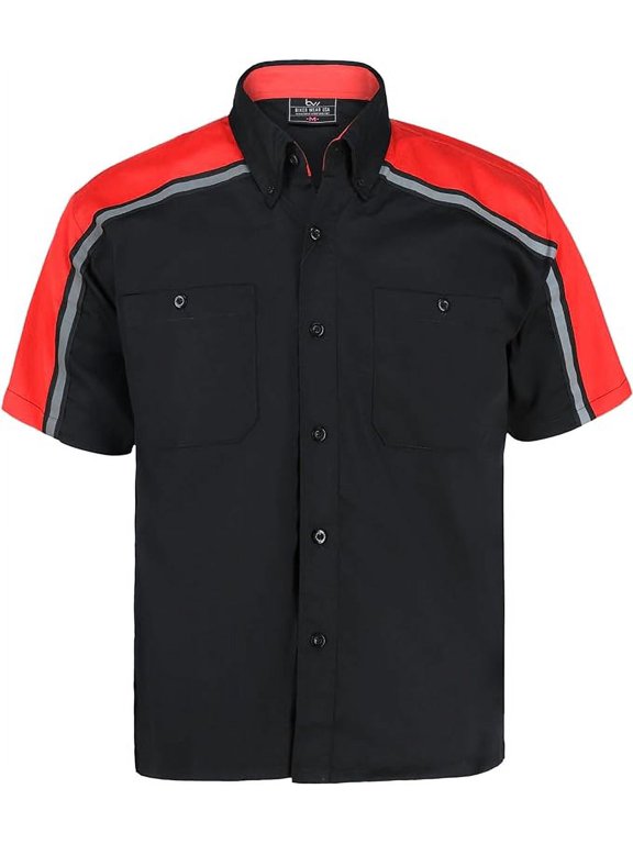 Men’s Work Shirt- Mechanical/Industrial Work Shirt with Reflective Lining (RED)