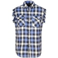 thumbnail image 1 of BIKER WEAR USA Plaid Flannel Casual Shirt– 100% Cotton Sleeveless Shirts for Men, 1 of 7
