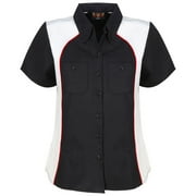 BIKER WEAR USA Short Sleeve Button Down/Collar Work Shirts for Women