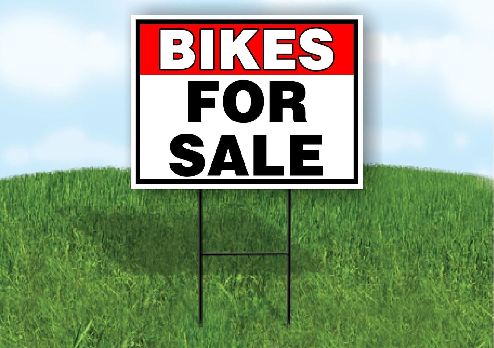 BIKES FOR SALE RED BLACK 18 in x 24 in Yard Sign Road Sign with Stand