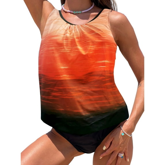 BIKINX Tankini Swimsuits for Women Plus Size Modest Swimwear Tummy Control Two Piece Bathing Suits