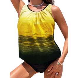 Eytino Tankini Bathing Suits for Women 2 Piece Printed Swimsuits Tankini  Top with Bikini Bottom Swimwear Multi-color XL Female