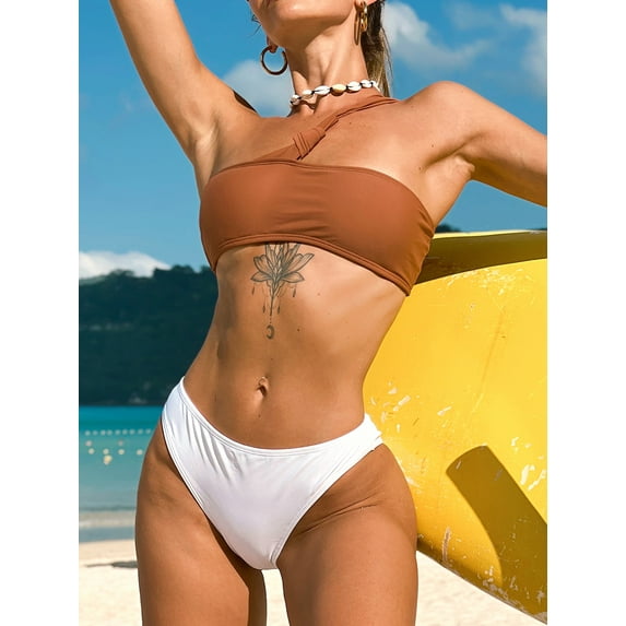 BIKINX Women's Swimsuits Clearance Bandeau Bikini Brown