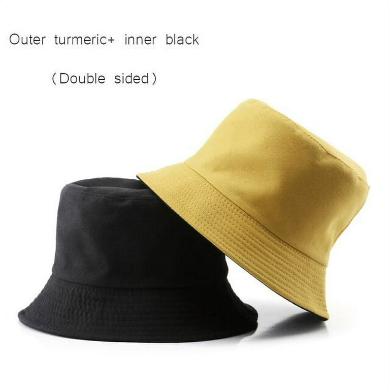 Reversible Cotton Bucket Hat Double Sided Outdoor Hat 