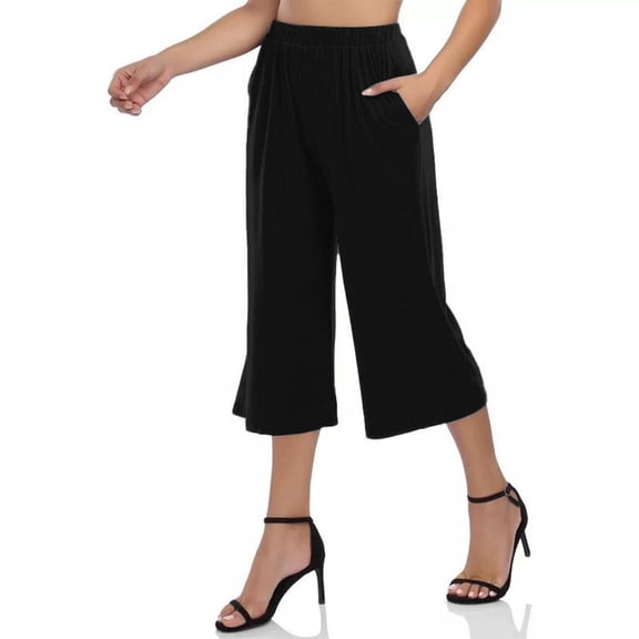 BILIKEYU 2025 Womens Pants Loose High Waisted Wide Leg 3/4 Pants Casual Trousers with Pockets, Business Casual Pants for Women, Womens Dress Pants, Womens Office Attire