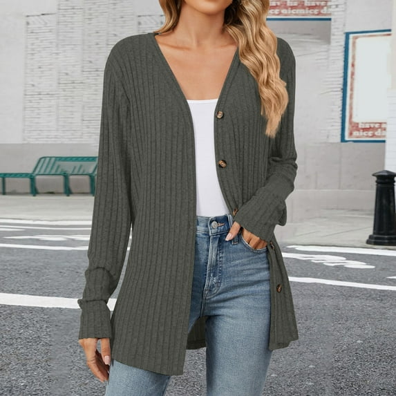 BILIKEYU Autumn And Winter Solid Color Loose Long Sleeve Cardigan for Women, Casual Tops for Women, Long Cardigans for Women, Womens Tops