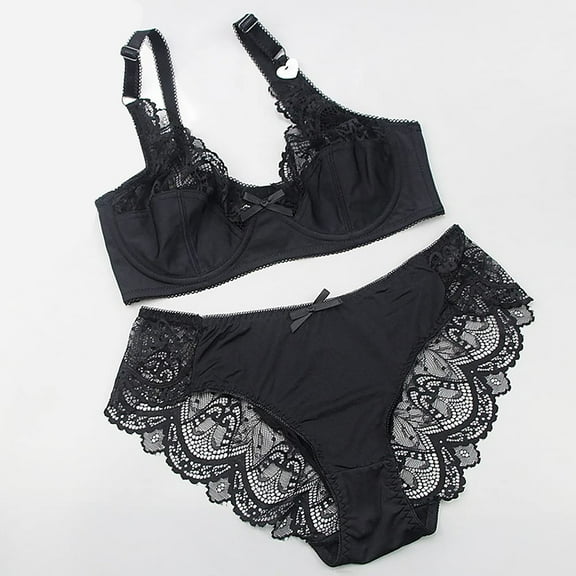 BILIKEYU Bra And Panty Sets for Women Lace Bras And Underwear 2 Pieces Suit Thin Comfor table Breathable Base Set, Clear Strap Bras for Women, Halter Bra Seamless, Skinny Strap Bra