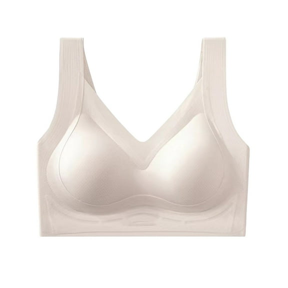 BILIKEYU Bras for Women - Women's Nude-Feel Ice Silk Seamless Gathering Bra with Side Support, Anti-Sagging, Breathable, Skin-Friendly, and Back-Flattering Design (Pink L)