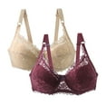 thumbnail image 1 of BILIKEYU Bras for Women - Women's Lace Plus Size Adjustable Shoulder Strap Underwire Bra 2PC (Y 100C), 1 of 8