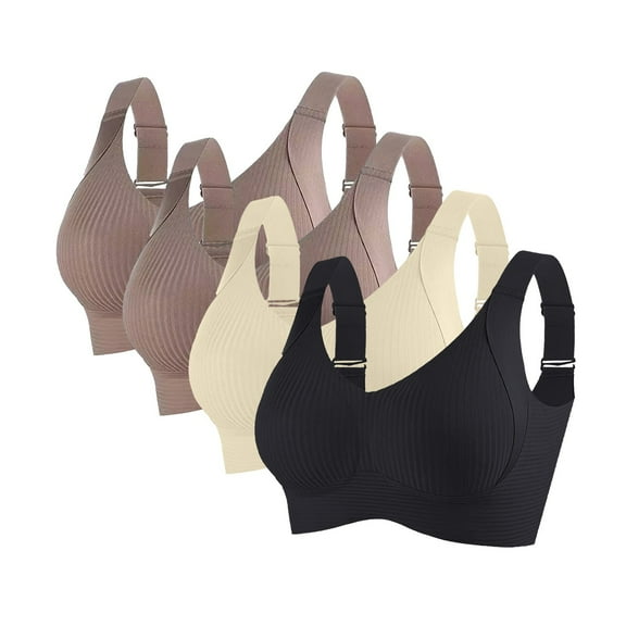 BILIKEYU Bras for Women - Women's Seamless, Wire-Free, Lift-and-Support Anti-Sagging Bra Set (3 Pieces) (AS L)