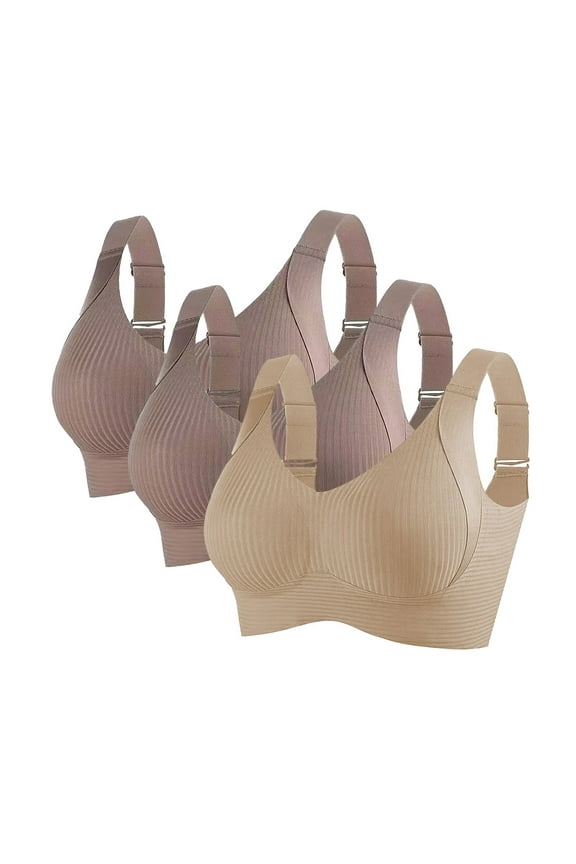 Bras for Women - Women's Seamless, Wire-Free, Lift-and-Support Anti-Sagging Bra Set (4 Pieces) (J L)