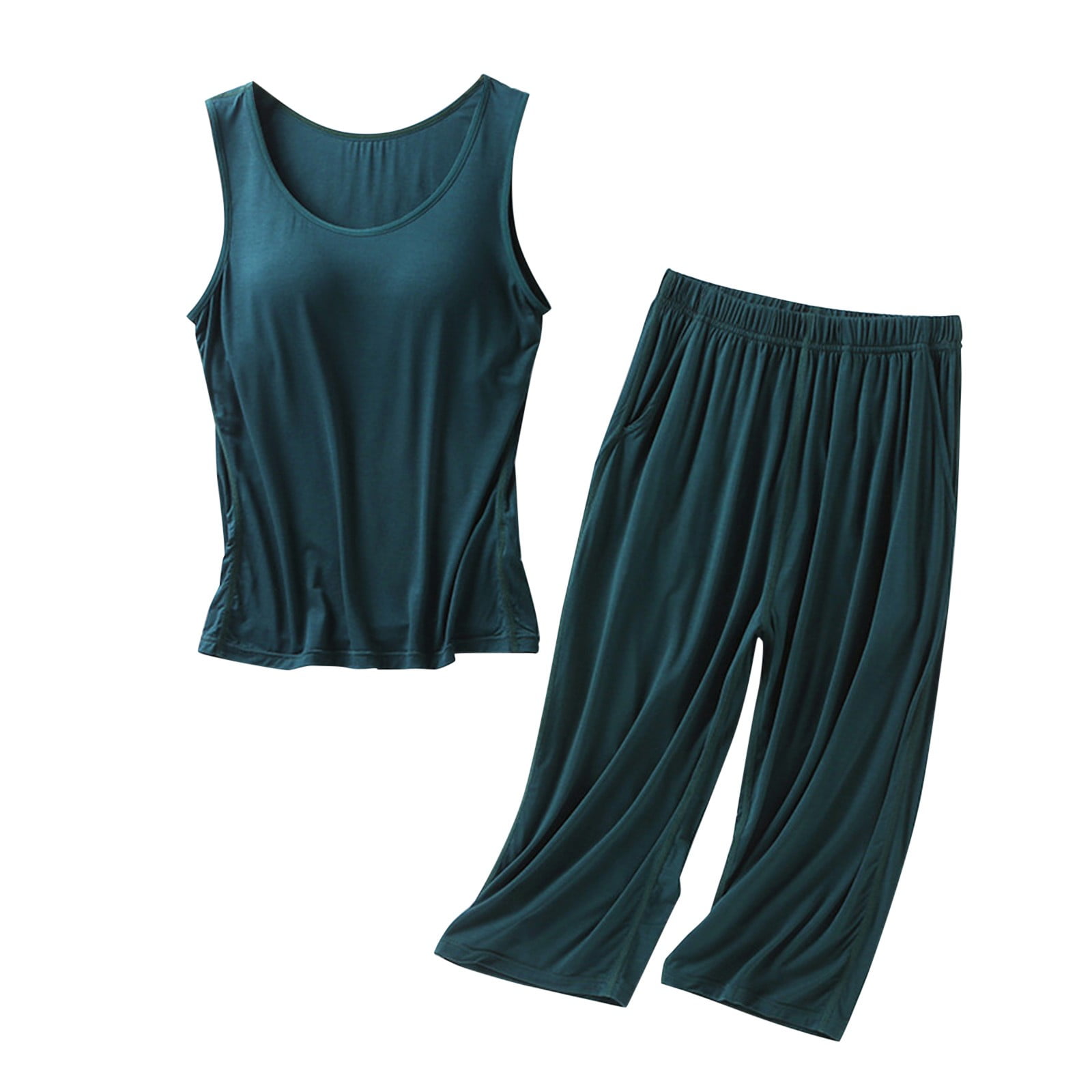 BILIKEYU Cup Integrated Solid Color Pajamas Set Loungewear Sets Woman BILIKEYU Cup Integrated Solid Color Pajamas Set Loungewear Sets Woman