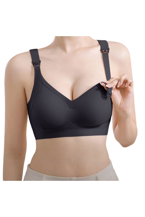 Everyday Comfortable Wireless Bra for Women, Supportive Push Up Minimizer Bras Full Coverage Soft Seamless Tshirt Bras Daywear Undershirt, Black