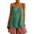 thumbnail image 1 of BILIKEYU Loose Fit Easy Breezy Linen, Women's Sleeveless Cami Top Breathable Lightweight Casual Flowy Summer Cruise Wear, Green, 1 of 9