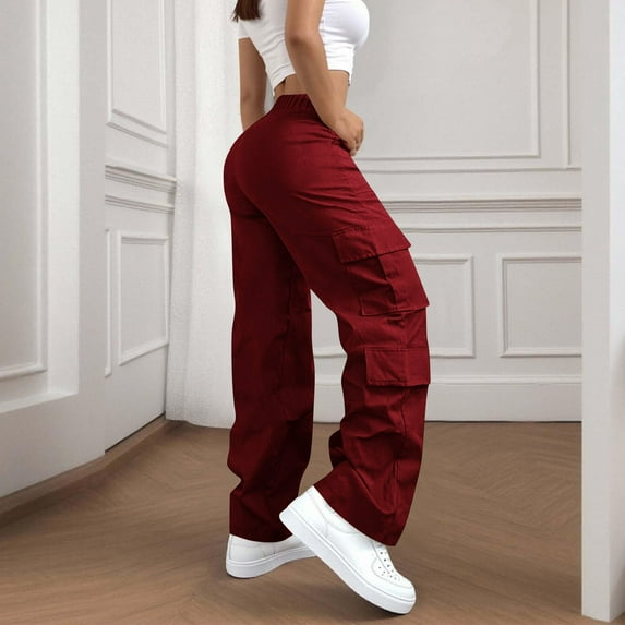 BILIKEYU Solid Color Pocket Work Pants For Women, Wide Leg Jeans Woman, Teacher Outfits For Women, Stretchy Jeans For Women