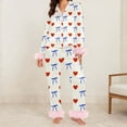 thumbnail image 1 of Women Cute Heart Silk Satin Valentines Day Pajamas Set Button Down Shirt Pants Cute Heart Print Pjs Lounge Set Sleepwear, 1 of 5