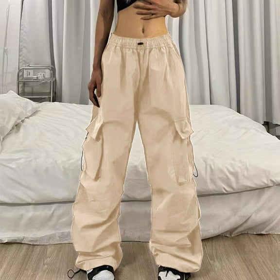 BILIKEYU Women Elastic High Waist Cargo Pants Multiple Pockets Jogger Pant, Sweat Pants, Stretchy Work Pants for Women, Wide Leg Pants Woman