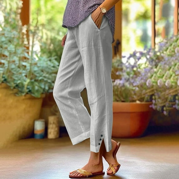 BILIKEYU Women Solid Casual Slit Trouser Legs Pants, Stretchy Work Pants for Women, Jeans for Women, Lounge Pants Women