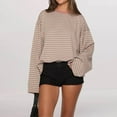 thumbnail image 1 of BILIKEYU Women's Blocking Round Neck Loose And Lazy Cotton Long Sleeved T Shirt, Long Sleeve Tops for Women, Women Fall Clothes, Womens Tops, 1 of 4