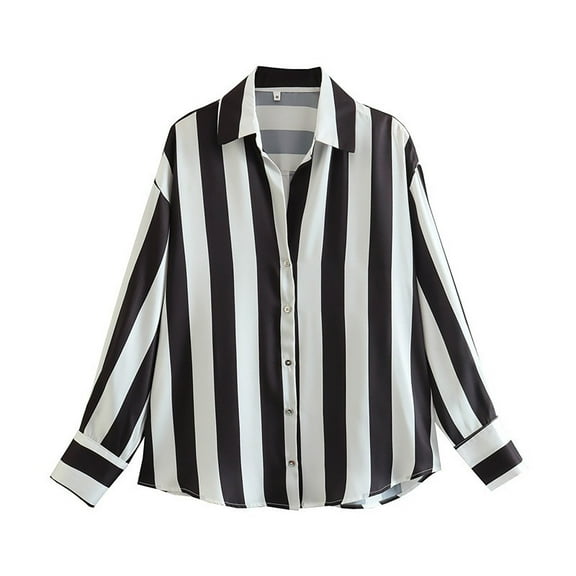 BILIKEYU Women's Business Wear Striped Satin Texture Drape Shirt, Womens Tops, Business Casual Outfits for Women, Fall Clothes for Women
