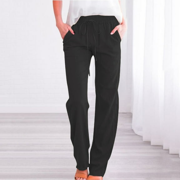 BILIKEYU Women's Casual Cotton Linen Pants, Womens Pants, Casual Pants for Women, Stretch Pants for Women