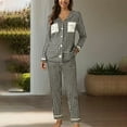 thumbnail image 1 of BILIKEYU Women's Casual Lapel Button Print Two Piece Long Sleeve Pajamas, Womens Pajamas Set, Fall Clothes for Women, 2 Piece Sets for Women, 1 of 4