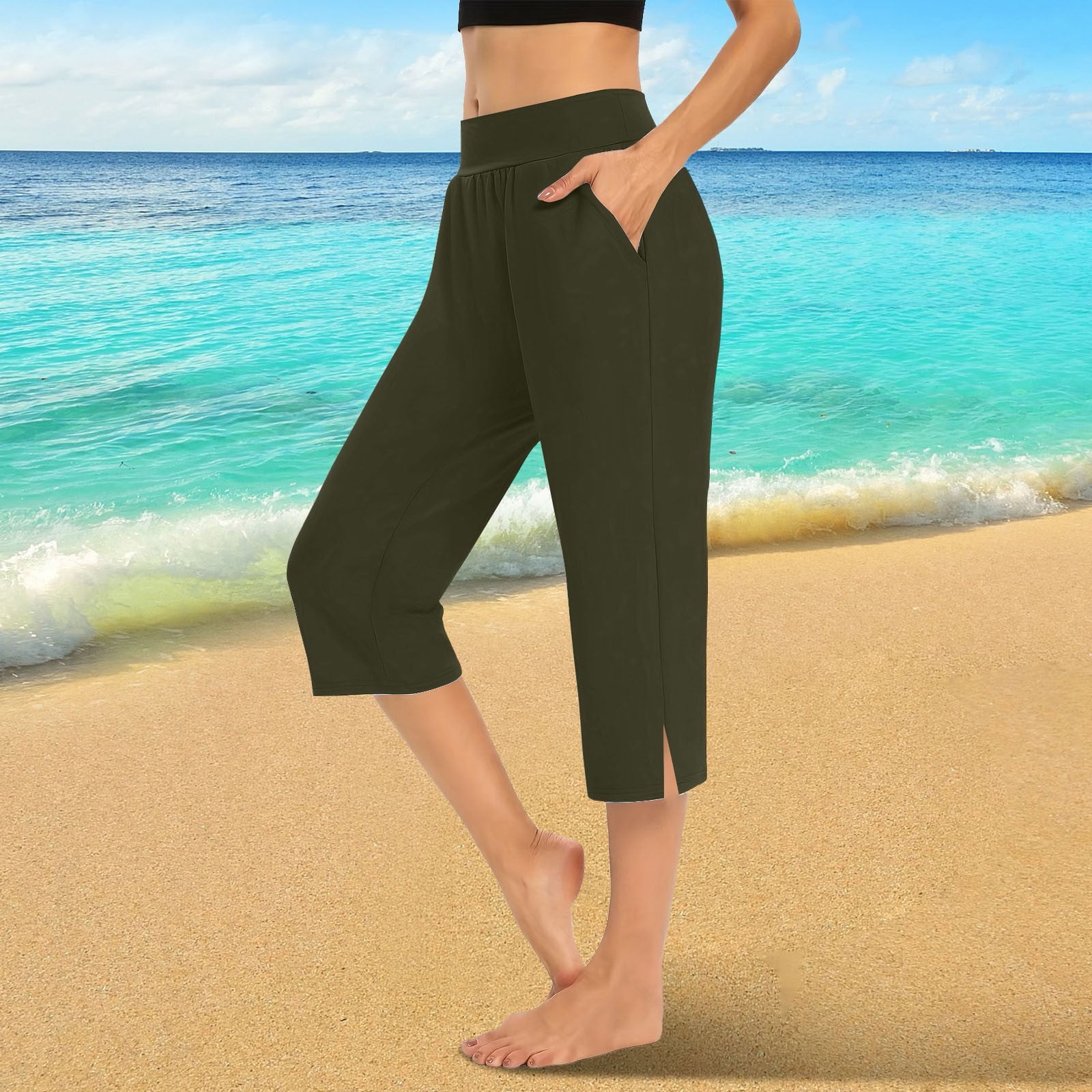 BILIKEYU Women's Casual Lightweight Elastic High Waist Pants, Travel ...
