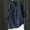 thumbnail image 1 of BILIKEYU Women's Cotton Linen Casual V Neck Blouses, Women Blouses, Casual Shirts for Women, V Neck Shirts for Women, 1 of 3