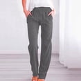 thumbnail image 1 of BILIKEYU Women's Cotton Linen Solid Color Casual Wide Leg Long Pants, Womens Pants Trendy, Casual Pants for Women, Jogging Pants for Women, 1 of 5