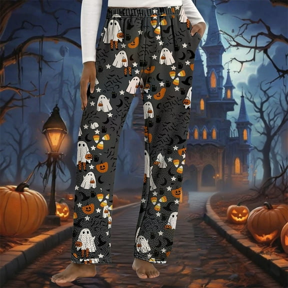 BILIKEYU Women's Cute Pumpkin Print Halloween Pajamas Pants, Women's Pants, Halloween Pajamas Women, Cute Pajama Pants for Women