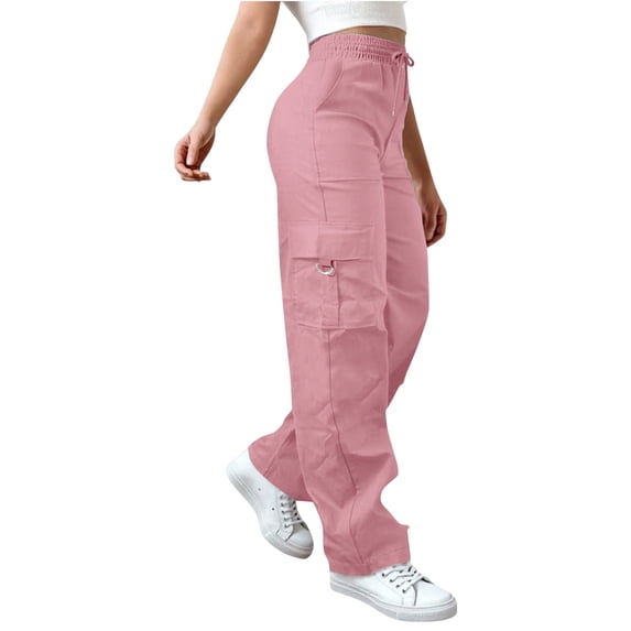 BILIKEYU Women's Daily Elastic Waist Casual Loose Long Trousers, Sweat Pants, Elastic Waist Jeans for Women, Wide Leg Pants Woman