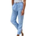 thumbnail image 1 of BILIKEYU Women's Elastic High Waisted Solid Color Cotton And Linen Loose Trousers, Womens Pants, Sweatpants for Women, Joggers for Women, 1 of 4