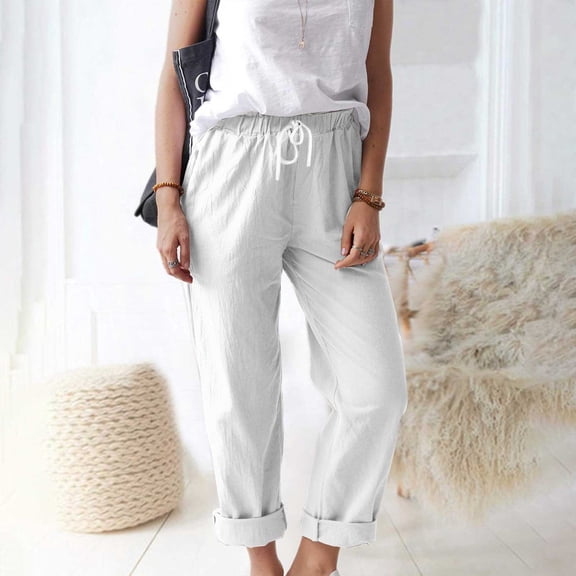 BILIKEYU Women's Elastic Waist Casual Straight Trousers Pants, Womens Pants, Stretch Pants for Women, Casual Pants for Women