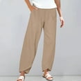 thumbnail image 1 of BILIKEYU Women's Elastic Waist Cotton Linen Loose Casual Pants, Wide Leg Pants Woman, Straight Leg Jeans for Women, Stretchy Work Pants for Women, 1 of 5