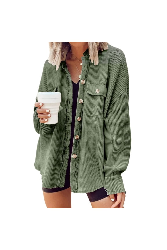 Women's Fall Shacket Corduroy Long Sleeve Button Down Jacket, Fall Womens Tops, Fall Jackets, Fall Outfits for Women