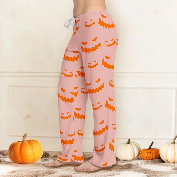 BILIKEYU Women's Fashion Casual Halloween Print High Waist Casual Pants Pajamas, women's clothing, halloween pajamas women, halloween pajamas