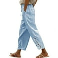 thumbnail image 1 of BILIKEYU Women's Fashion Solid Color Cotton Linen Elastic Trousers Beach Casual Pants Line, Women's Pants, Travel Pants, Wide Leg Jeans Woman, 1 of 5