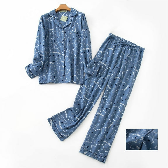 BILIKEYU Women's Flannel Brushed Cotton Cozy Warm Pajamas, Fall Pajamas Women, 2 Piece Sets for Women, Womens Pajamas Set