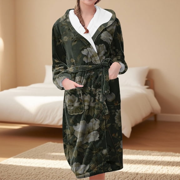 BILIKEYU Women's Fleece Plush Warm Bathrobe Loungewear, Bathrobe for Women, Winter Clothing for Women, Women's Sleepwear