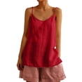 thumbnail image 1 of BILIKEYU Women's Linen Tank Tops,&nbsp;Oversized Breathable Top Soft Linen Blend Flowy Sleeveless Casual Daily Wear Weekend Getaway, Red, 1 of 9