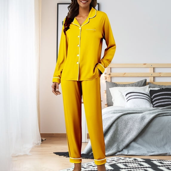 BILIKEYU Women's Long Sleeve Button Loungewear Soft 2 Piece Set, Fall Outfits for Women, Fall Pajamas Women, Fall Sets for Women