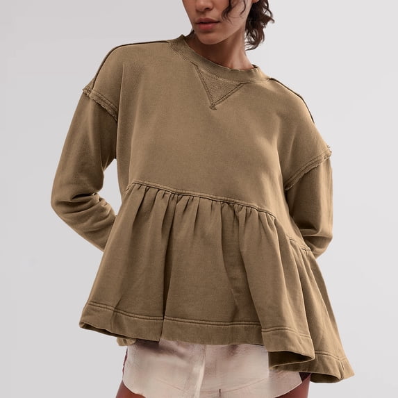 BILIKEYU Women's Long Sleeve Crewneck Sweatshirt Outfits, Womens Tops, Fall Clothes for Women, Business Casual Outfits for Women