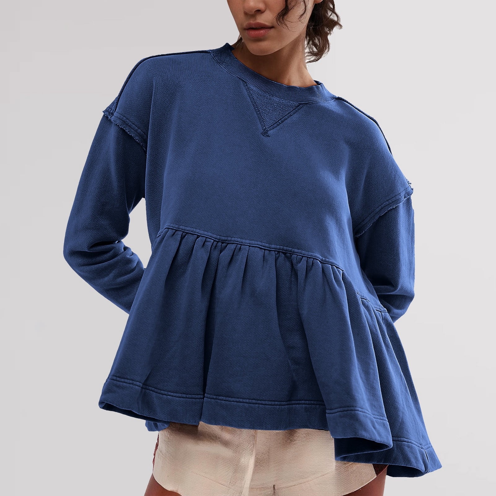 Chicbeautyy ✨Womens Crew Neck Shirt Lightweight Knit Sweater Blouse Tops (Buy 2 Free Shipping)