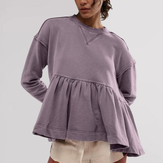BILIKEYU Women's Long Sleeve Crewneck Sweatshirt Outfits, Womens Tops, Fall Clothes for Women, Business Casual Outfits for Women