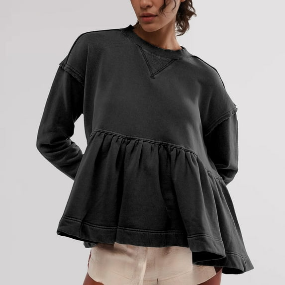 BILIKEYU Women's Long Sleeve Crewneck Sweatshirt Outfits, Womens Tops, Fall Clothes for Women, Business Casual Outfits for Women