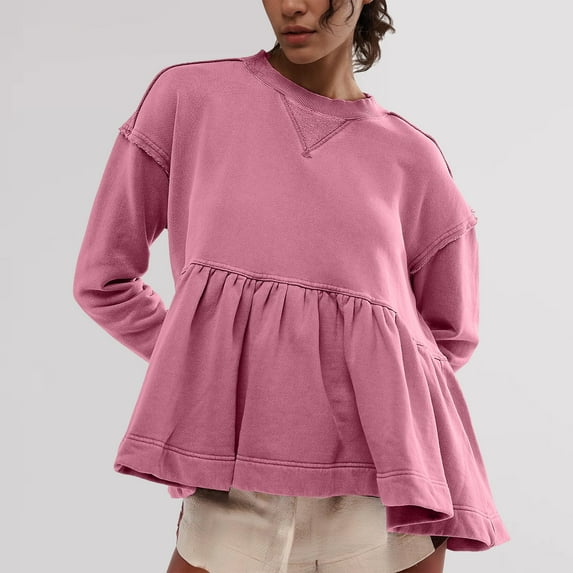 BILIKEYU Women's Long Sleeve Crewneck Sweatshirt Outfits, Womens Tops, Fall Clothes for Women, Business Casual Outfits for Women