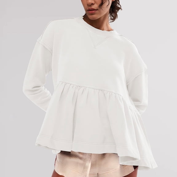 BILIKEYU Women's Long Sleeve Crewneck Sweatshirt Outfits, Womens Tops, Fall Clothes for Women, Business Casual Outfits for Women