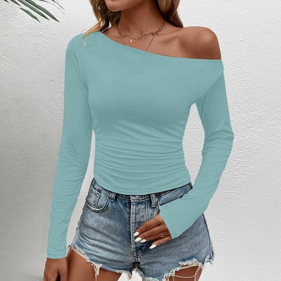 BILIKEYU Women's Long Sleeve Crop Top Tight T Shirt, Blouses For Women, Long Sleeve Shirts For Women, Womens Tops
