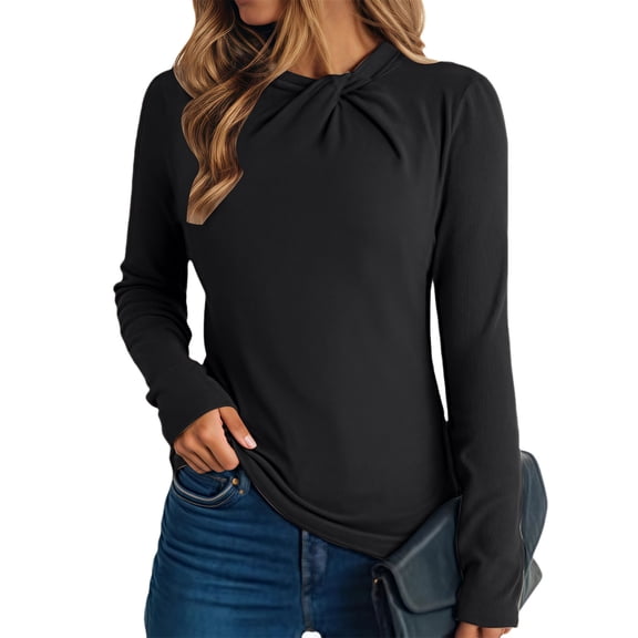 BILIKEYU Women's Long Sleeve Thermal Mock Neck Slim Fit Tees, Cozy Sweaters for Women, Women Fall Clothes, Sweaters for Women