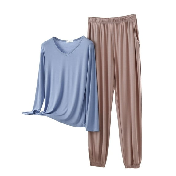 BILIKEYU Women's Long Sleeved Plus Size Long Sleeved Pants Two Piece Set, Lounge Sets for Women, Fall Pajamas Women, Long Sleeve Shirts for Women